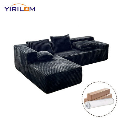 Super-Tiefe L-Form Modular Couch Wandelstuhl für Wohnzimmer Grau Pluss Corduroy Stoff Komprimiert Sofa